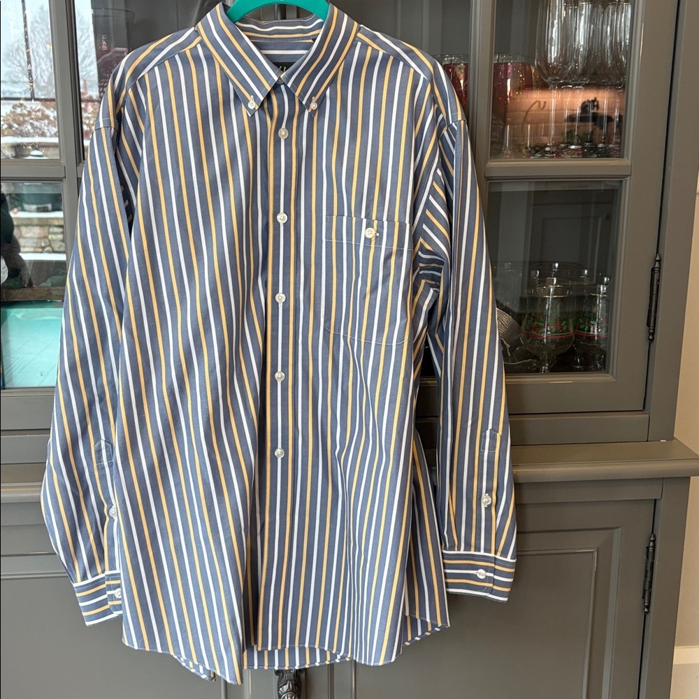 Orvis Men’s Striped Wrinkle Free Button Down Long Sleeve Shirt Size XL